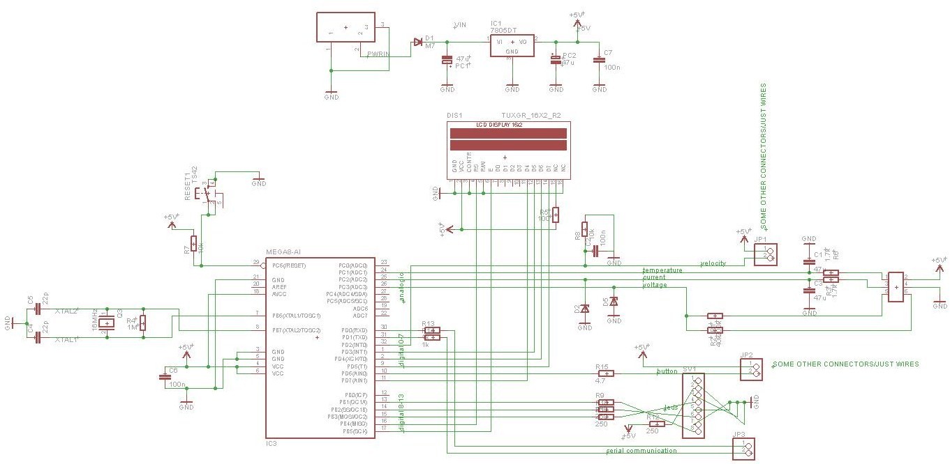 scheme in EAGLE of the PCB with the arduino