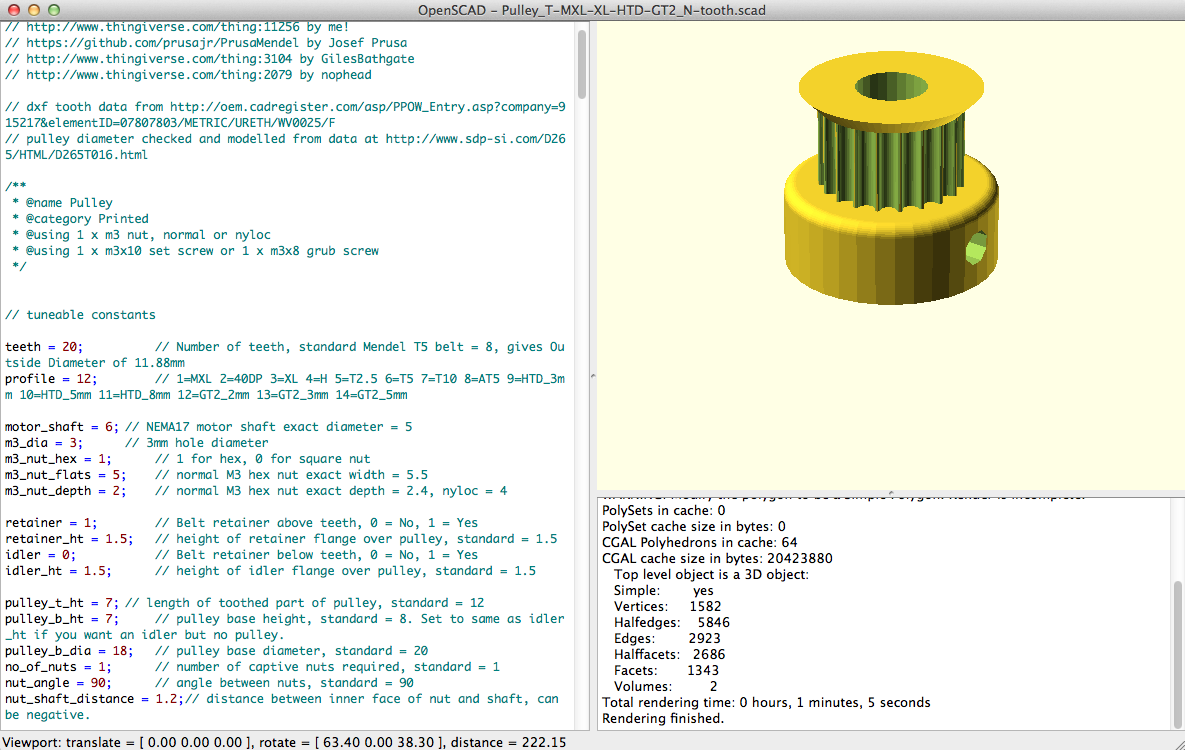 OpensCAD pulley